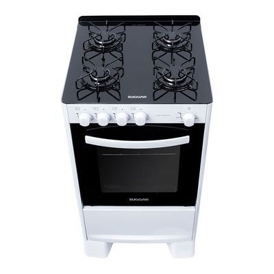 Fogão Suggar de Piso Cook Essence 4 Bocas com Mesa de Vidro Branco