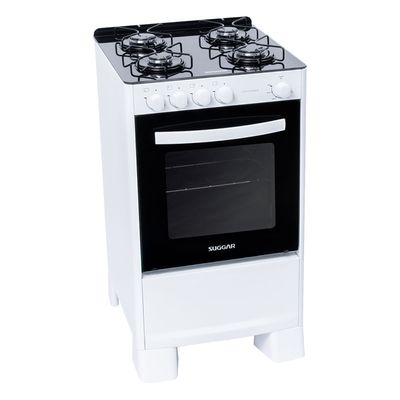 Fogão Suggar de Piso Cook Essence 4 Bocas com Mesa de Vidro Branco