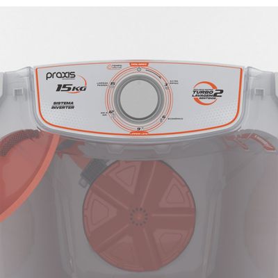 Lavadora de Roupa Semiautomática Tanquinho Inverter 15kg Sem Dreno Práxis Branco / 110v