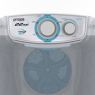 Lavadora de Roupa Semiautomática Inverter 22KG Praxis Branco / 110v