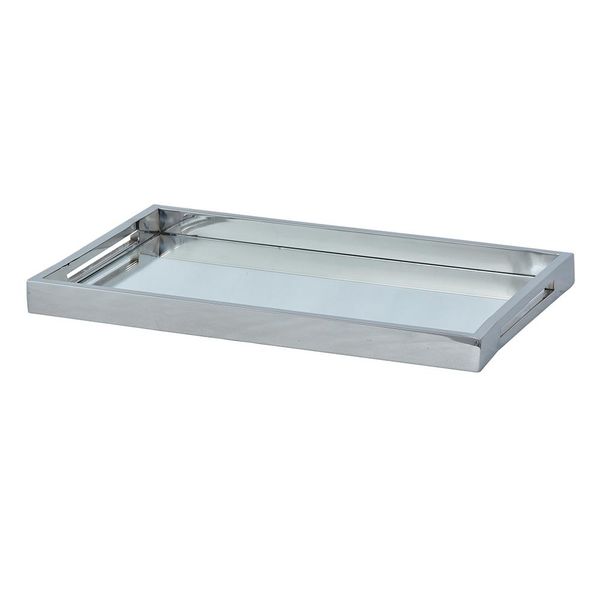 Bandeja retangular em aço inox com espelho Fracalanza 41x26x3cm