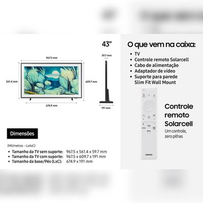 Smart TV 55” QLED 4k Samsung QN55LS03FAGXZD The Frame Vision AI 2025 Modo Arte Antirreflexo