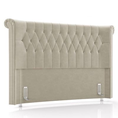 Cabeceira Cama Box Casal King 195cm Dust P02 Veludo Bege - Mpozenato
