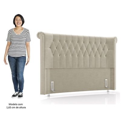 Cabeceira Cama Box Casal King 195cm Dust P02 Veludo Bege - Mpozenato