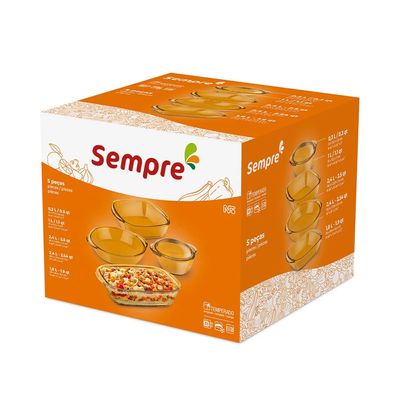 Conjunto de Assadeiras Nadir Sempre em Vidro com 5 Peças UNICA