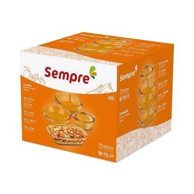 Conjunto de Assadeiras Nadir Sempre em Vidro com 5 Peças UNICA