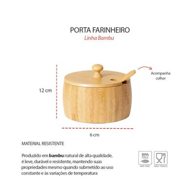 Petisqueira e Farinheiro Bambu Madeira Tampa e Colher 2un
