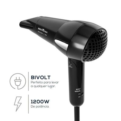 Secador de Cabelos Britânia BSC1200 com Tourmaline Íon Bivolt - 1200W