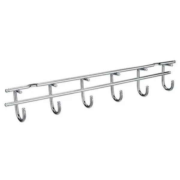 Suporte Porta Xícaras 6 Ganchos 34x7cm Cromado Masutti Copat