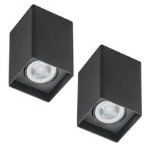Jogo 2 Luminárias Spot Quadrado Preto Termoplástico Teto