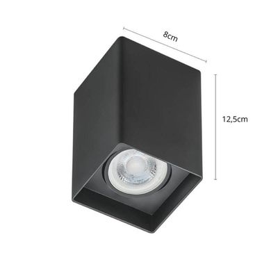 Jogo 2 Luminárias Spot Quadrado Preto Termoplástico Teto