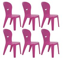 Jogo 6 Cadeiras Infantis Tramontina Vice Rosa Escola Creche