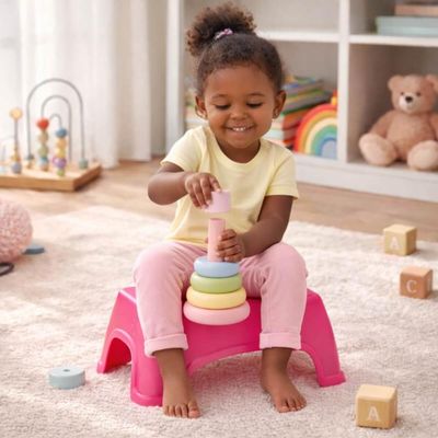 Banquinho Infantil Tramontina Catty Rosa Plástico Crianças