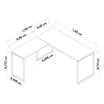 Conjunto Escritório Mesa Em L Aparador E 2 Estantes Studio Industrial M18 Preto - Mpozenato