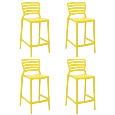 Jogo 4 Banquetas Altas Tramontina Sofia Amarelo Plástico