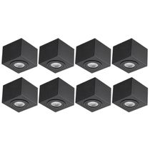 Kit 8 Luminárias Quadradas 13x10,5cm Preto Bivolt Plafon