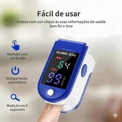 Oxímetro Digital de Dedo Medidor De Saturação De Oxigênio - Monitoramento Prático de SpO2 e BPM