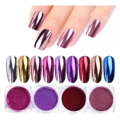 Pó Metálico Cromado P/ Unhas Dourado Prateado Unha Manicure