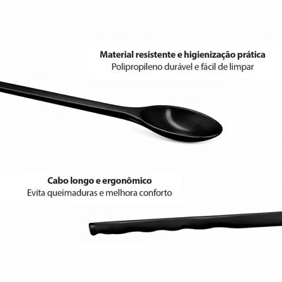 Colher Profissional Cabo Longo Polipropileno Preta 45cm
