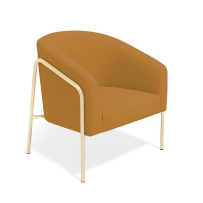 Poltrona Sala Decorativa Kit 2 Stella Base Alta Tubo Champanhe Veludo D03 - D'Rossi Mostarda