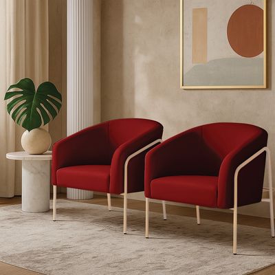 Poltrona Sala Decorativa Kit 2 Stella Base Alta Tubo Champanhe Veludo D03 - D'Rossi Mostarda