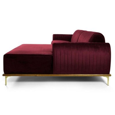 Sofá 230cm 4 Lugares Com Chaise DireitoMolino Veludo Marsala