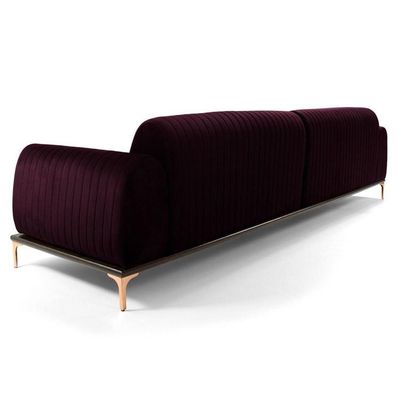 Sofá 245cm 4 Lugares Com Chaise DireitoMolino Veludo Uva