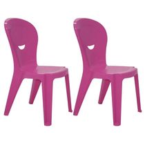 Kit 2 Cadeiras Infantis Tramontina Vice Rosa Plástico Quarto