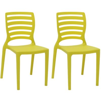 Kit 2 Cadeiras Infantis Tramontina Sofia Amarelo Plástico 3+
