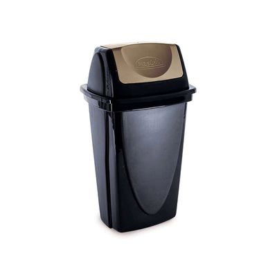 Lixeira de Plástico com Pedal e Tampa Basculante Plasútil Ecoblack Preto e Dourado 7,2L UNICA