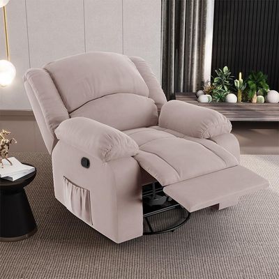 Poltrona Do Papai Reclinável Pietra Glider Giratória Massagem Fh9 Veludo Rosê - Mpozenato
