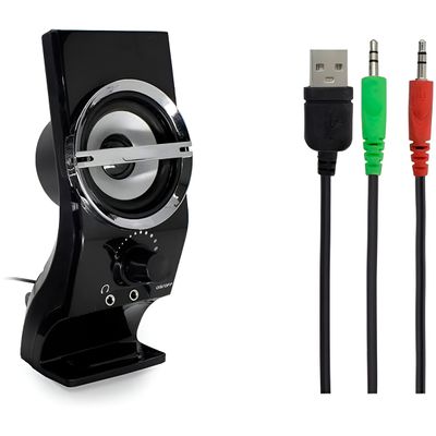 Caixa de Som Estéreo para PC e Notebook 6W – USB + P2, Som Nítido e Compacto Alto Falante Estéreo Computador Notebook