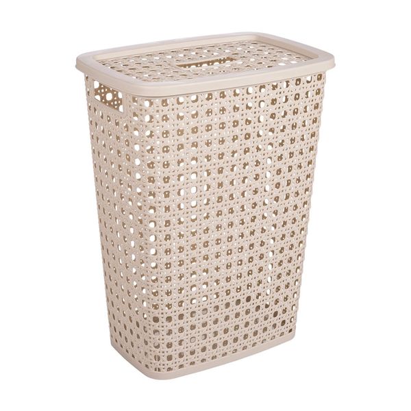 Cesto de Roupa Plasútil Alto Palha Bege 32L UNICA