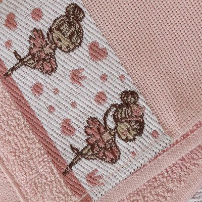Kit ( 3 ) Toalha de Banho KazzaVip Infantil 100% Algodão Jacquard Barra para Bordar Funny Branco e Azul e Rosa