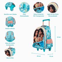 Mochila de Rodinha Infantil Feminina Moana Azul