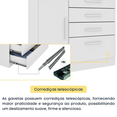 Cômoda 4 Gavetas com Sapateira Chicago Tcil Branca