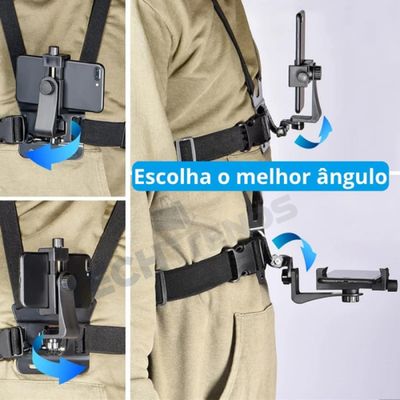 Suporte Peitoral Para Celular e Câmeras -  Ideal para Capturar Vídeos e fotos com Segurança