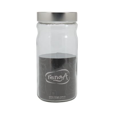 Pote Le Metal em Vidro com Tampa Redondo Silver 1,8L UNICA
