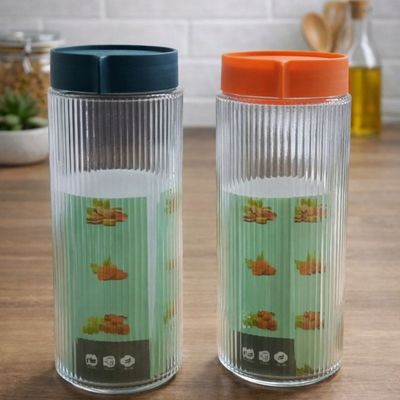 Conjunto de Potes em Vidro e Plástico 4 Peças 2x1L e 2x500ml