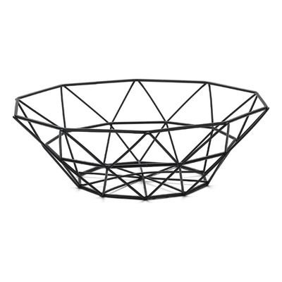 Fruteira de Mesa Redonda em Metal Preta 27cm - Cesta de Frutas Aramada