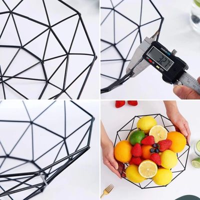 Fruteira de Mesa Redonda em Metal Preta 27cm - Cesta de Frutas Aramada