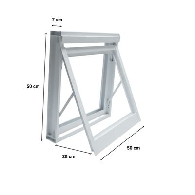 Janela Vitrô Maxim-ar 50x50 Alumínio Branco 7cm Batente Banheiro Luxo