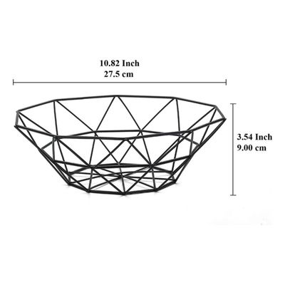 Fruteira de Mesa Redonda em Metal Preta 27cm - Cesta de Frutas Aramada