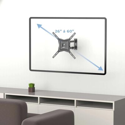 Suporte TV Parede Triarticulado 400x400 Ajuste Inclinação 90° Extensão 5-42cm