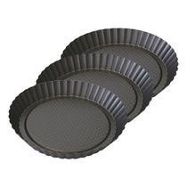 17705145067970 Kit 3 Formas de Torta e Brioche Antiaderente 30cm Preta Metal