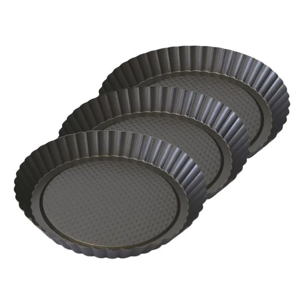 Kit 3 Formas de Torta e Brioche Antiaderente 30cm Preta Metal