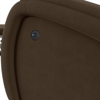 Poltrona Do Papai Reclinável Kalie Controle Power Elétrico Usb Fh9 Veludo Marrom - Mpozenato