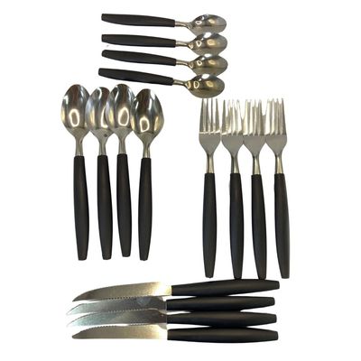Conjunto 17 Peças Faqueiro com Porta Talher - Preta