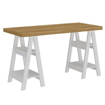 Mesa Para Escritório Escrivaninha Home Office Art A02 Olmo Branco - Lyam Decor