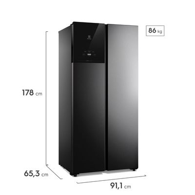 Geladeira Electrolux Frost Free Inverter 440L AutoSense Bivolt Side by Side Black Inox Look (ES40B) Bivolt